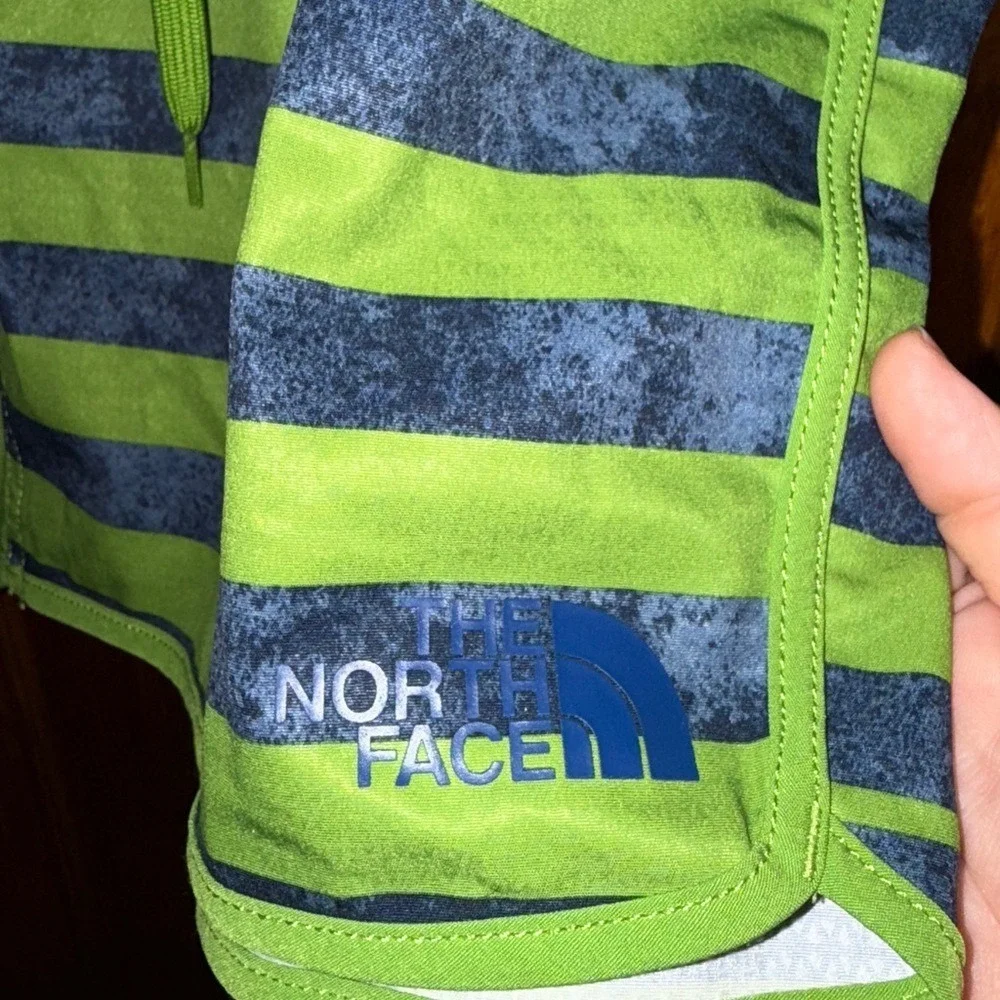 The North Face Board Shorts 36 Green Blue Striped Swim Trunks Lace‎ Up